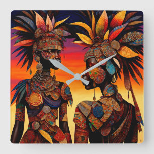 Afrikaanse vrouw Muur Klok