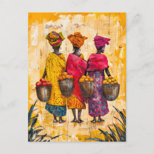 Afrikaanse vrouwen die fruit en groenten dragen briefkaart