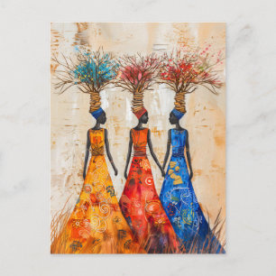 Afrikaanse vrouwen met kleurrijk brandhout briefkaart