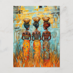 Afrikaanse vrouwen met waterschalen briefkaart