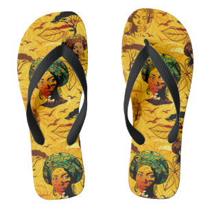 Afrikaanse vrouwenportret met zonsondergang teenslippers