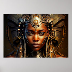 Afrikaanse Warrior Princess Afrofuturism Render Poster