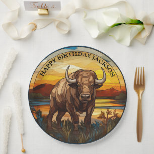 Afrikaanse Waterbuffel Verjaardag Papieren Bordje