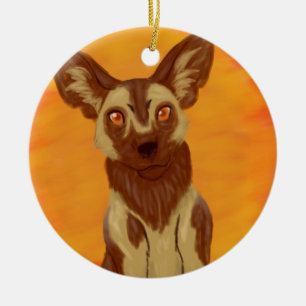 Afrikaanse Wild Dog Keramisch Ornament