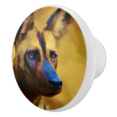 Afrikaanse Wild Dog Keramische Knop (Rechts)