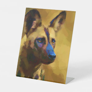 Afrikaanse Wild Dog Reclamebord Met Voetstuk
