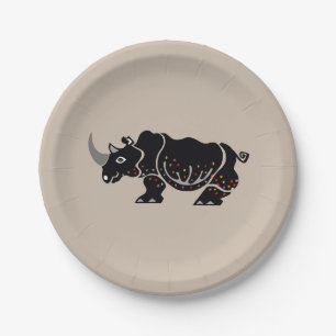 Afrikaanse wilde dieren - RHINOCEROS-Safari Animal Papieren Bordje