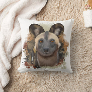 Afrikaanse wilde hond Abstracte verfspat Kussen