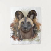 Afrikaanse wilde hond | Abstracte verfspat Wandkleed (Voorkant)
