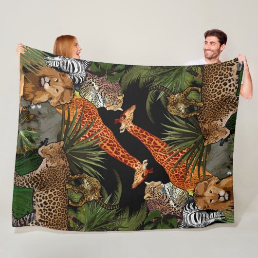 Afrikaanse wildlife Fleece Blanket (In situ)