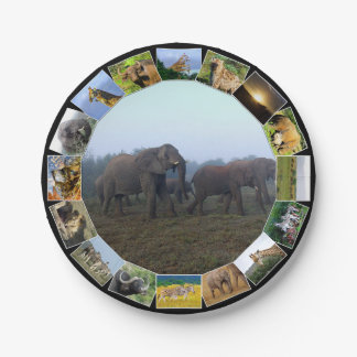 Afrikaanse Wildlife fotocollage olifant kudde mist Papieren Bordje