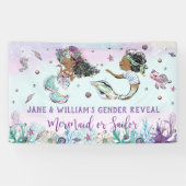 Afrikaanse zeemeermin en piratenzeeman onthullen g spandoek (Horizontaal)