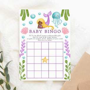 Afrikaanse Zeemeermin Oceaan Baby Shower Bingo Spe Kaart