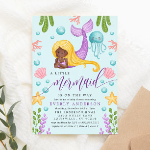 Afrikaanse Zeemeermin Oceaan Baby Shower Uitnodigi Kaart