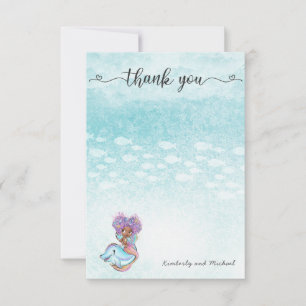 Afrikaanse Zeemeerminnende Waterverf Birthday   BA Bedankkaart