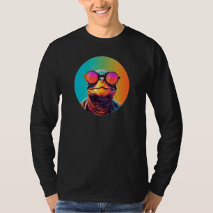 Afrikaanse Zijkoppige Schildpad met Zonnebril Retr T-shirt