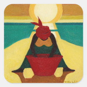 Afrikaanse zonsondergang 2009 vierkante sticker