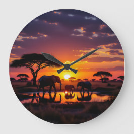 Afrikaanse Zonsondergang Majestueuze Wandklok Grote Klok