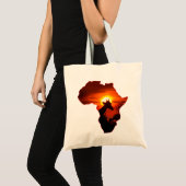 Afrikaanse zonsondergang met Giraffe Silhouette Tote Bag (Voorkant (product))