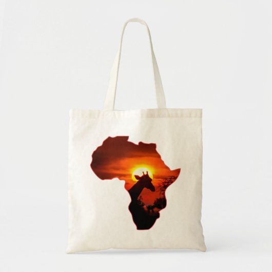 Afrikaanse zonsondergang met Giraffe Silhouette Tote Bag (Voorkant)