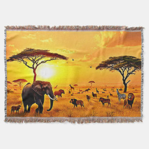 Afrikaanse Zonsondergang Safari Majesteitelijk Des Deken