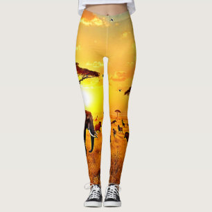 Afrikaanse Zonsondergang Safari Majesteitelijk Des Leggings