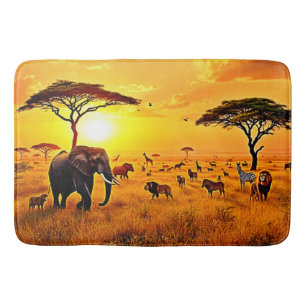 Afrikaanse Zonsondergang Safari Majesteitelijk Ont Badmat