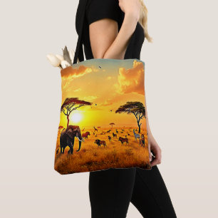 Afrikaanse Zonsondergang Safari Majesteitelijk Ont Draagtas