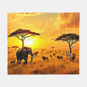 Afrikaanse Zonsondergang Safari Majesteitelijk Ont Fleece Deken