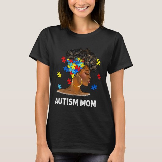 Afrikaanse zwarte autisme mam Afro Moeder Autisme  T-shirt (Voorkant)