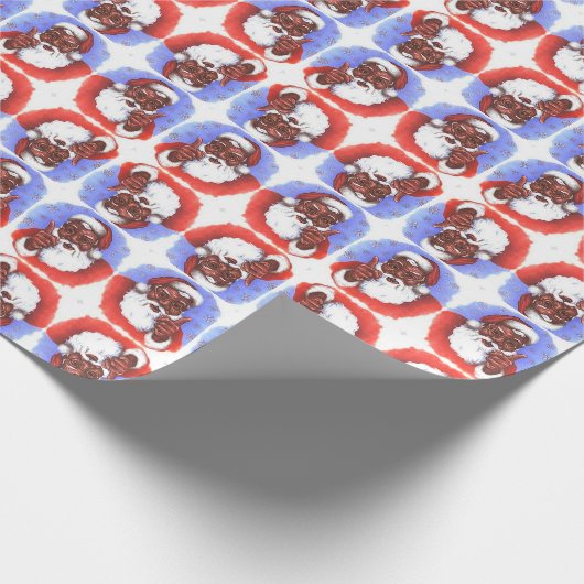 Afrikaanse zwarte bruine hispanische kerstman cadeaupapier (Hoek)