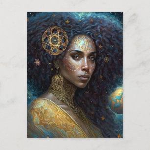 Afrikaanse zwarte godin koningin Fantasy Art Briefkaart