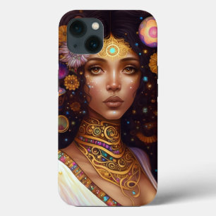 Afrikaanse zwarte godin koningin Fantasy Art iPhone 13 Hoesje
