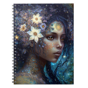 Afrikaanse zwarte godin koningin Fantasy Art Notitieboek