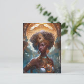 Afrikaanse zwarte godin koningin Fantasy Art P Briefkaart (Staand voorkant)