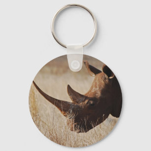 Afrikaanse zwarte neushoorn met grote hoorns sleutelhanger