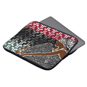 Afrikaanse zwarte vrouw met erfgoed hoofd wrap laptop sleeve