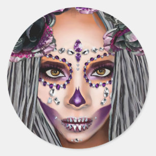 Afrikaanse zwarte vrouw Voodoo Priestsess Fantasy  Ronde Sticker