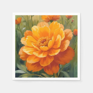 Afrikaantje Bloem Oranje Waterverf Bloemschilder Servet