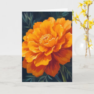 Afrikaantje Bloem Waterverf Florale Geschilderde Kaart