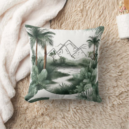 Afrikanische Flusslandschaft mit Bergen, Auqarell Kussen