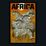 Afrique Affiches de voyage Zebras<br><div class="desc">Belle affiche de voyage vintage pour l'Afrique avec des zèbres parmi les arbres.</div>