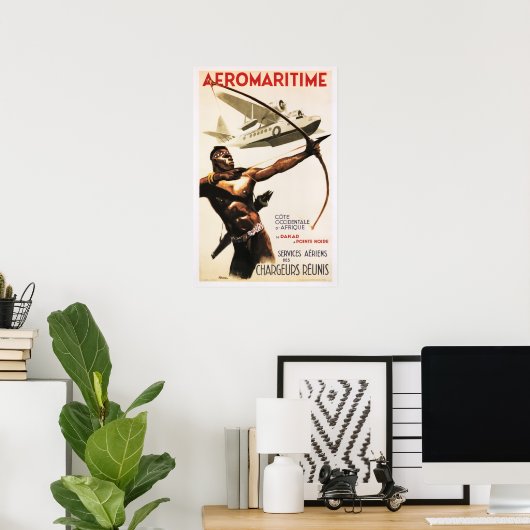 Afrique AFRIQUE AEROMARITIME Retro avion Poster (Bureau à domicile)