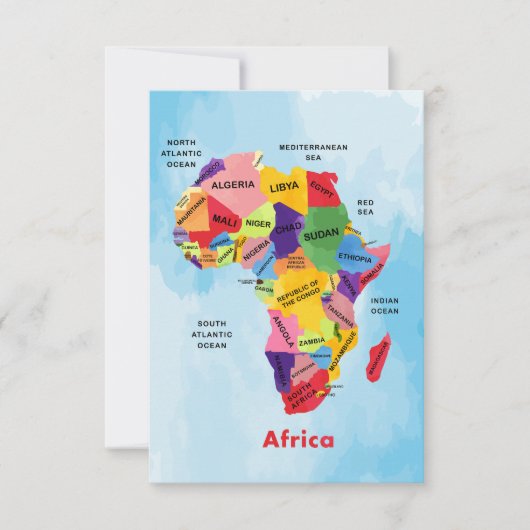 Afrique Carte couleur de l'eau (Devant)