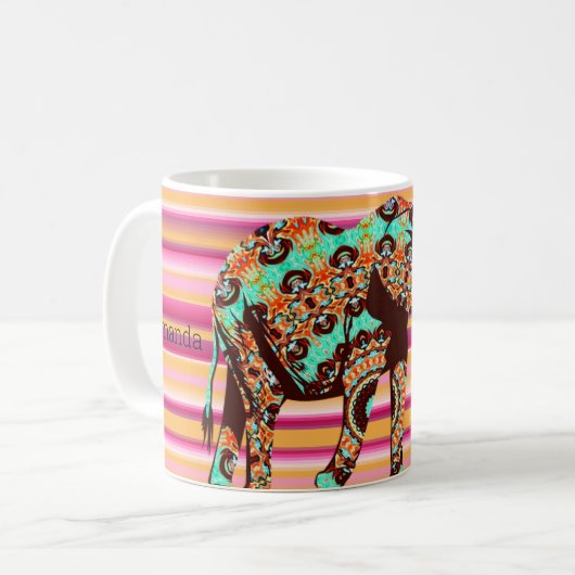 Afrique Colorée Eléphant Stripe Mug (Devant gauche)