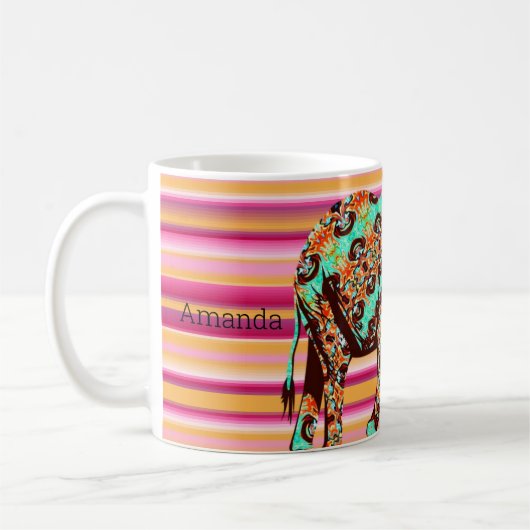 Afrique Colorée Eléphant Stripe Mug (Gauche)