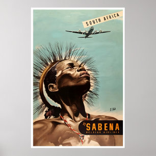 Afrique du Sud Art Sabena Voyage Impression Tribu 