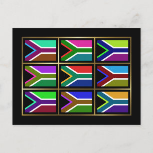 Afrique du Sud Multihue drapeaux Carte postale