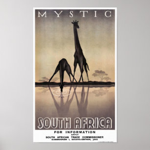 Afrique du Sud Poster Vintage voyage restauré