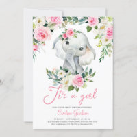 Afrique Elephant Baby shower Invitation Blush Boho